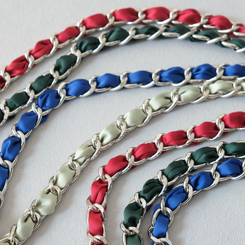 Новая Мода Весна Женская Сумка Аксессуар Цепочки Съемный Длинный Кросс-Боди Однотонный Милый Шелковый Ремешок Женский Роскошный Цепочный Ремень Ручки для Сумки