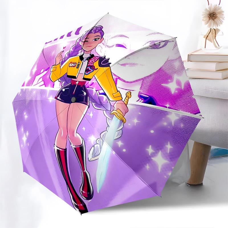 Rumi, K-POP Anime Girls Group Themed Automatic Opening and Closing Umbrella - 8 Ribs, Suitable for Leisure and Going Out, Outdoor Accessory,