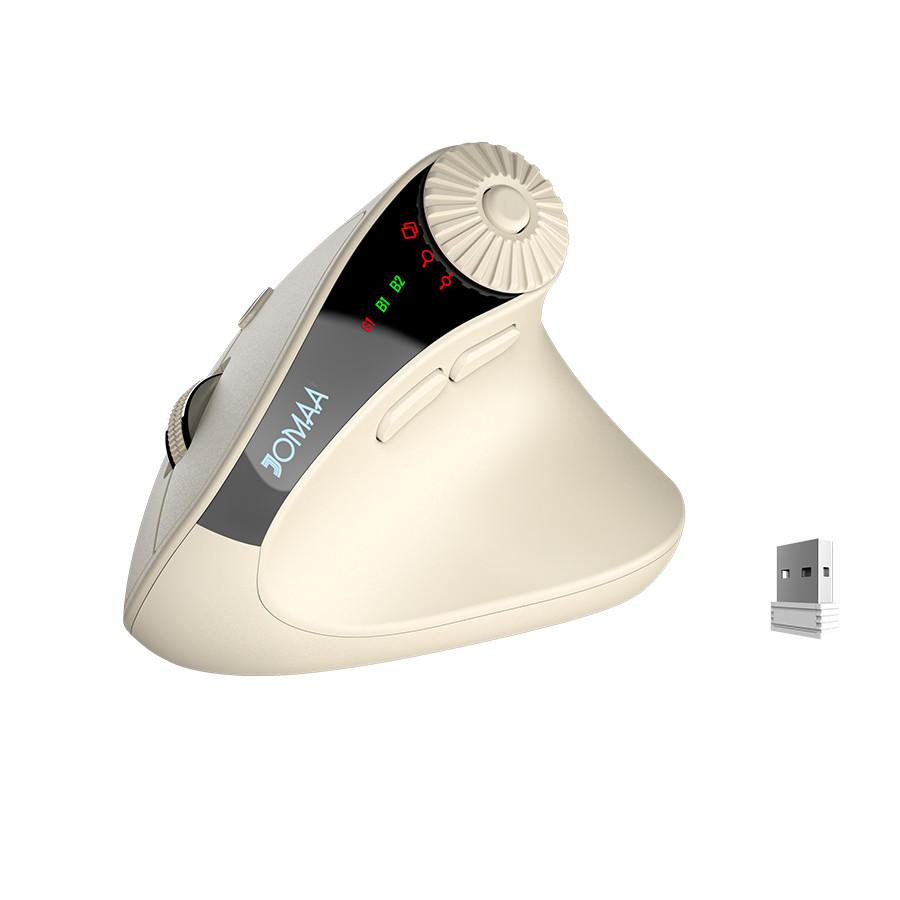 JOMAA Right Hand Wireless Vertical Mouse with Adjust Knob Bluetooth Ergonomics Mice for Computer Laptop Tablet Windows