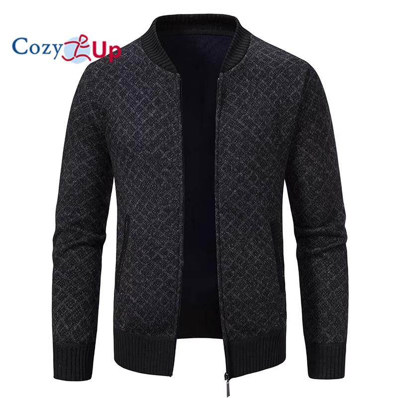 Cozy Up Мужской свитер на молнии со стойкой, вязаные осенне-зимние повседневные куртки