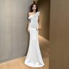 Sexy One Shoulder Bra Dress Slim Fit Slim Wrap Hip Floor Sweeping Women's Evening Dress