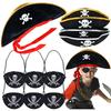 2Pcs/Set Pirate Hat And Pirate Skull Eye Patches Halloween Cosplay Captain Cap Headband For Adult Kids Birthday Party Decor Prop