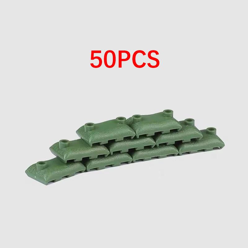 50/100PCS Military Sandbag DIY Army Scene Parts Compatible WW2 Soldiers Figures Weapon Building Blocks Toys for Children