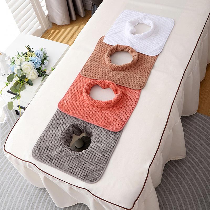 35*35Cm 40*80Cm Thickened Coral Velvet Beauty Spa Massage Face Towel With Hole Bed Bandana Massage Table Planking Cosmetic Towel