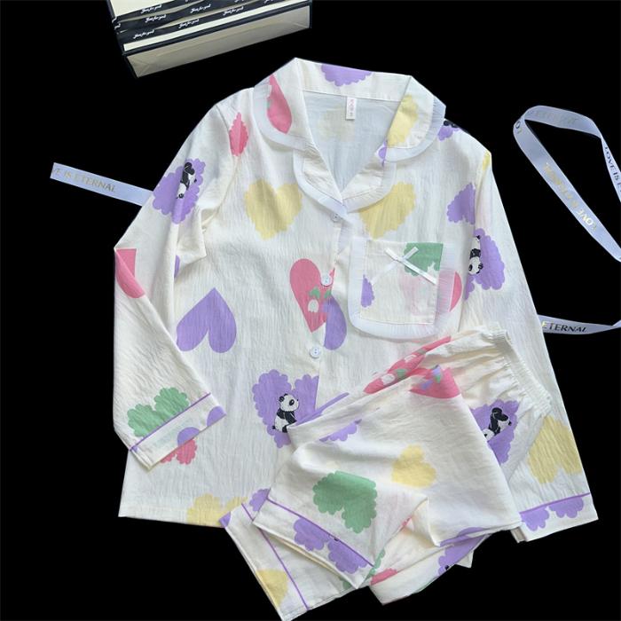 Комплект из 2 предметов пижамы для женщин осень-зима женская пижама ночная рубашка повседневная универсальная пижама