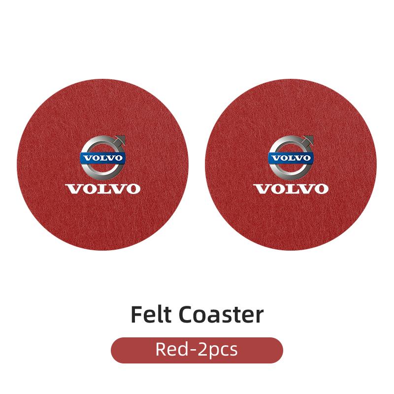 cujgl8 2PCS Car Felt Material Coasters Water Cup Holder Mat Trimmmable For Volvo AWD C30 C70 S60 S80 V60 V70 V90 XC40 XC60 XC70 XC90