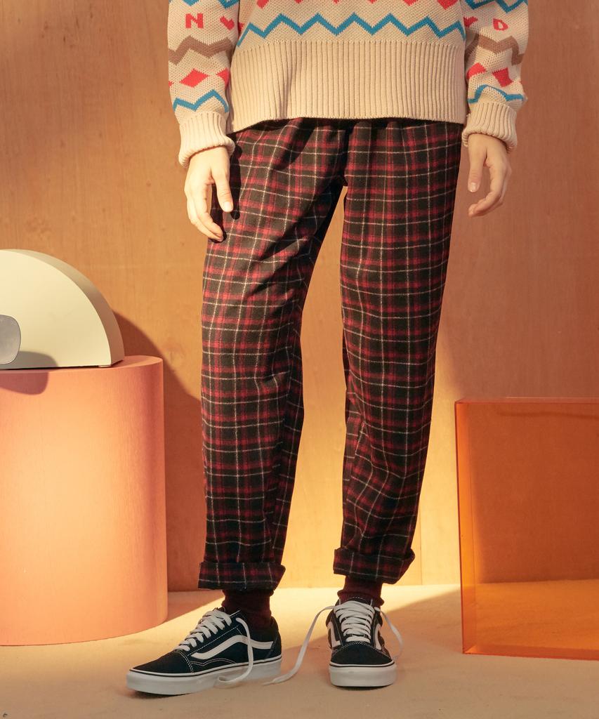 NEAR&DEAR Check Elastic Pants [Black]