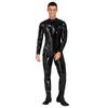 Mens Shiny Patent Leather Jumpsuit Stand Collar Long Sleeve Zipper Leotard Bodysuit Catsuit