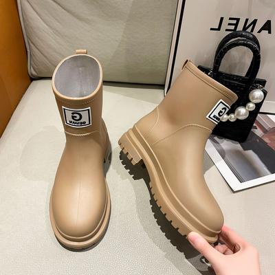 2024 Новые однотонные женские резиновые сапоги на толстой подошве
