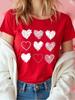 Летние женские футболки с 3D-принтом в виде красного сердца, модная уличная одежда с коротким рукавом, повседневные мягкие женские топы, футболка на День святого Валентина