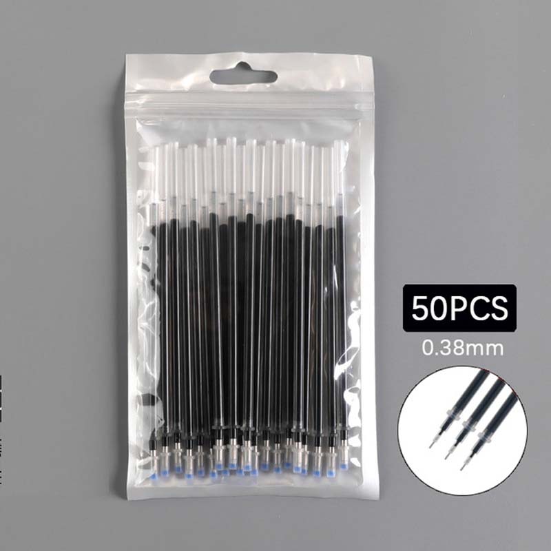 50 шт./пакет, универсальный, 0,38 мм, игольчатый наконечник, гелевая ручка, сменный стержень, черные, синие, красные чернила, сменный стержень, длина 13 см, офисные школьные письменные принадлежности
