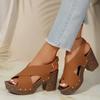 Модная женская обувь 2024 года, высококачественные женские босоножки с открытым носком, летние римские пряжки, однотонные босоножки на платформе и толстом каблуке большого размера