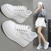 Platform White Shoes Women's 2025 Summer New Small Inner Height Increase Women's Shoes Breathable Mesh Casual Sports Board Shoes