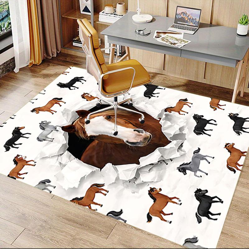 1PC Horse Print Non-Slip Floor Carpet Compatible for Office&Living Room&Bedroom&Dining room - Flat- Soft & Pattern, Vibrant Colors-W276