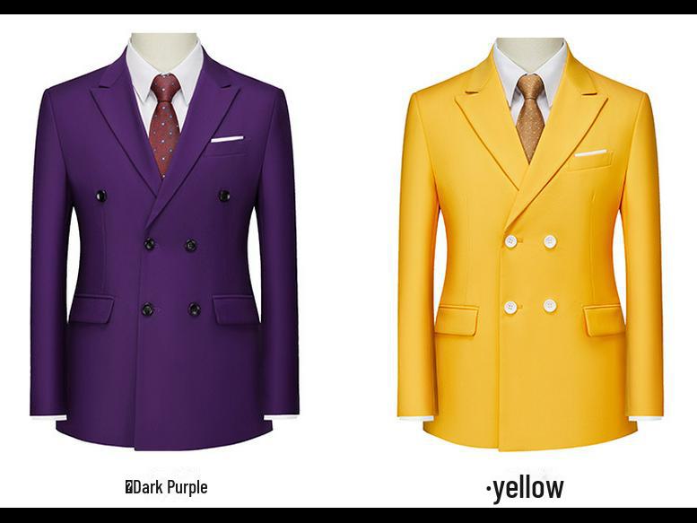 Мужской двубортный деловой костюм королевского синего цвета, состоящий из двух частей в британском стиле для официальных банкетов и вечерних мероприятий