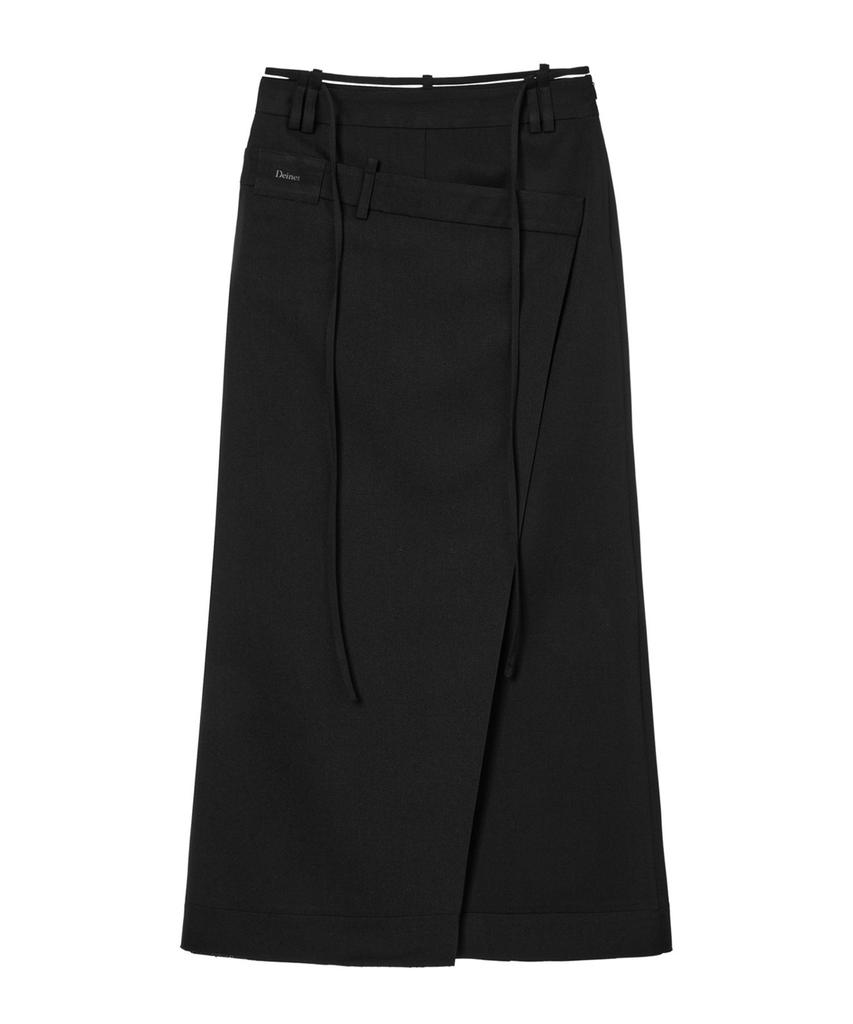 Dainit Belt Long Raw Skirt In Black