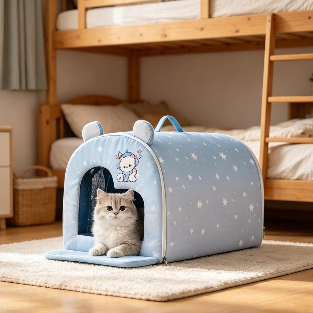 Insulated Cat Cooling House with Ice Packs Removable Summer Shelter Habitat for Small Dogs Kitten Balcony Patio Backyard Camping