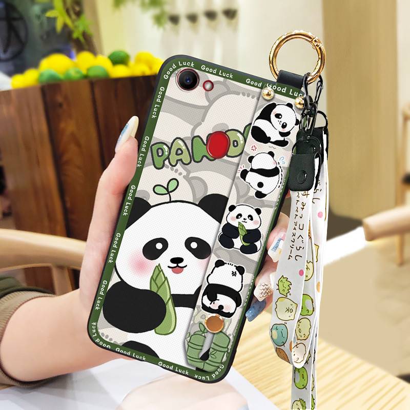 Silicone Soft case Phone Case For OPPO F7 Protective Kickstand Shockproof Phone Holder Panda Cartoon Ring Back Cover