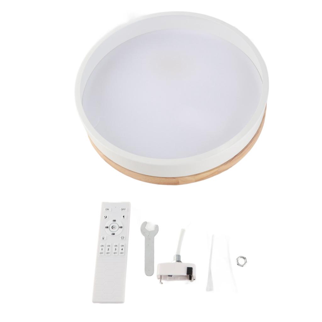 LED Flush Mount Ceiling Light Wooden Stepless Dimmable Round Modern Ceiling Light Fixture with APP a