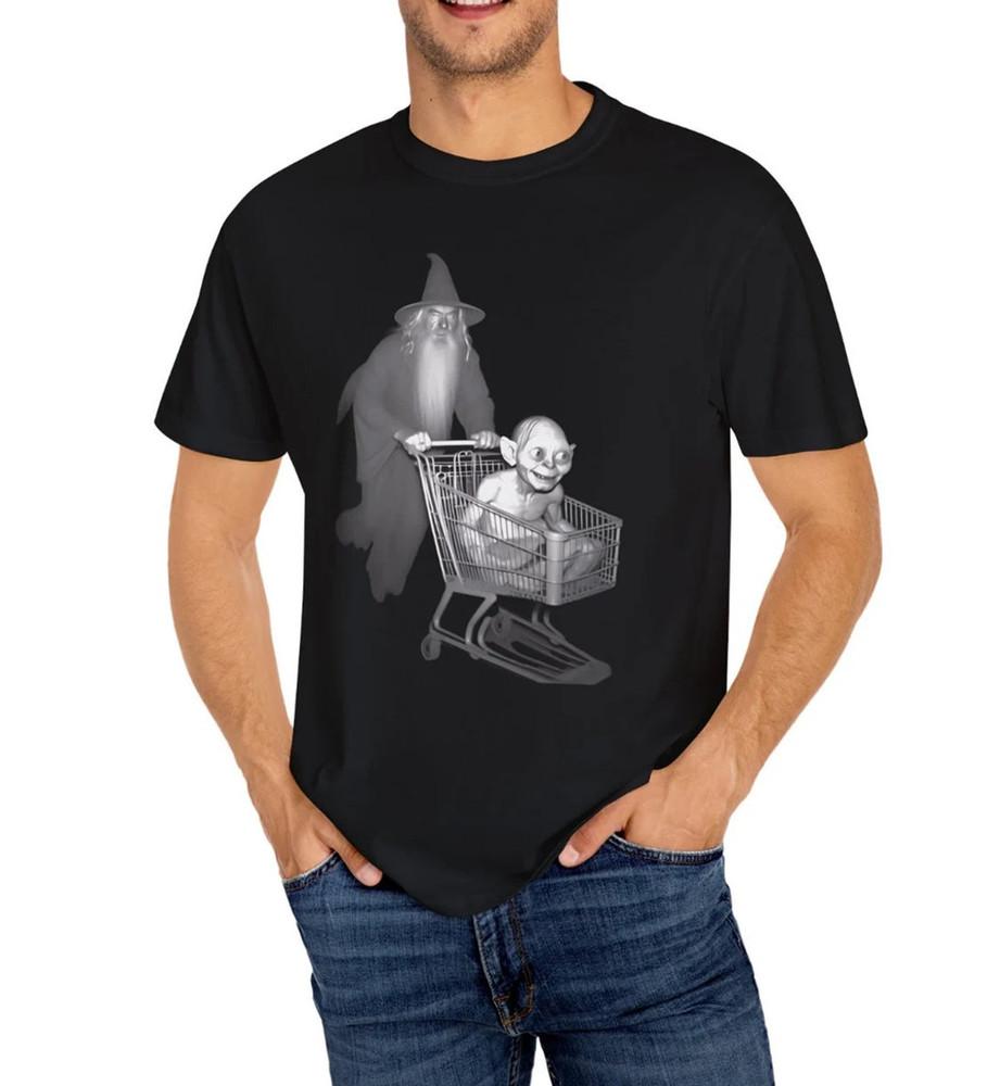 Funny Gandalf Pushing Gollum in a Shopping Cart Shirt Unisex T-Shirt