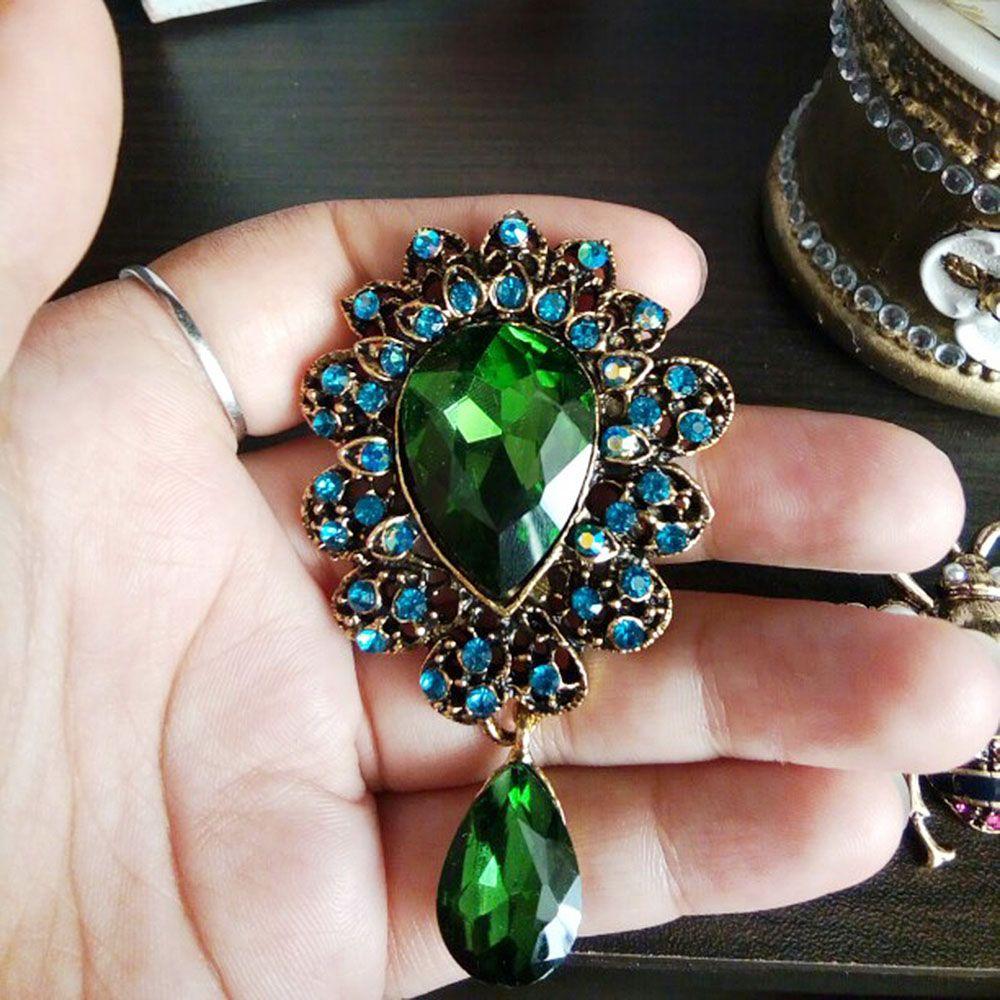 Elegant Dress Big Water Drop For Women Rhinestones Corsage Brooch Pins Jewelry Fashion Accessories