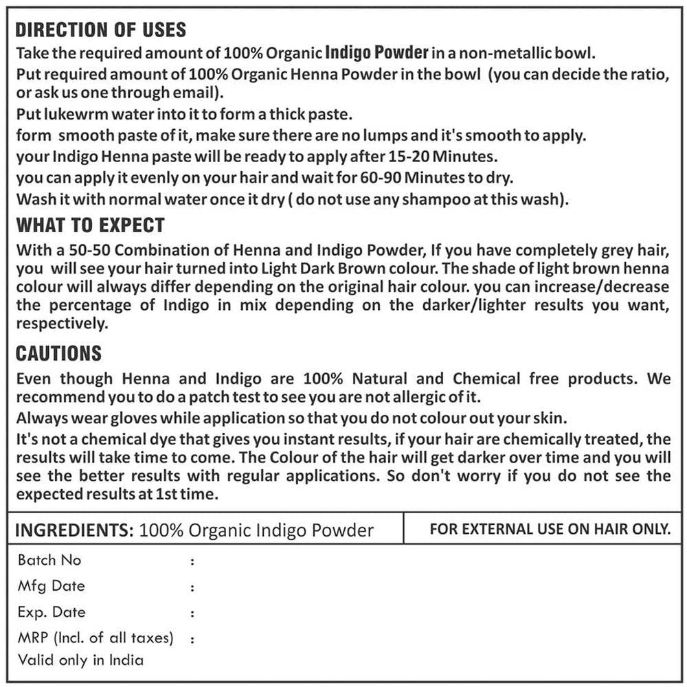 Just Jaivik 100% Natural Indigo Powder for HAIR, 227G