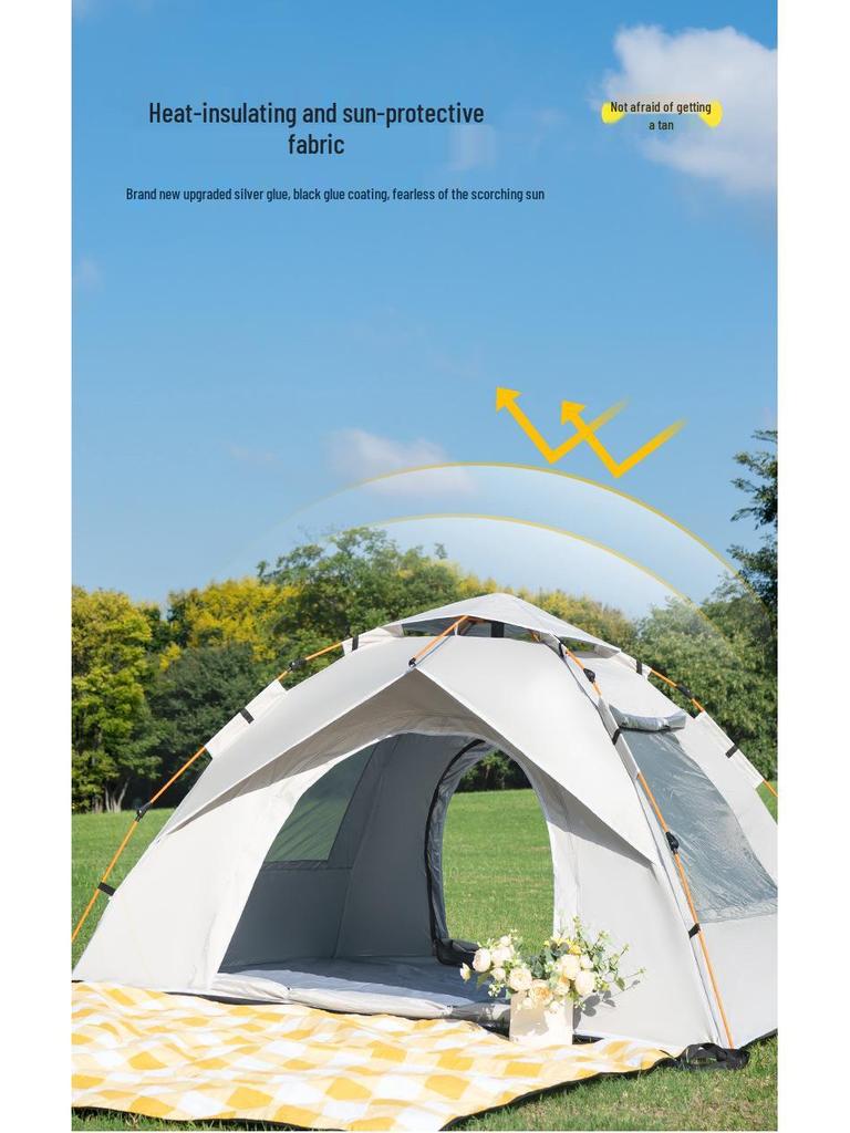 Автоматическая уличная складная палатка для кемпинга с серебряным покрытием - водонепроницаемая и прочная
