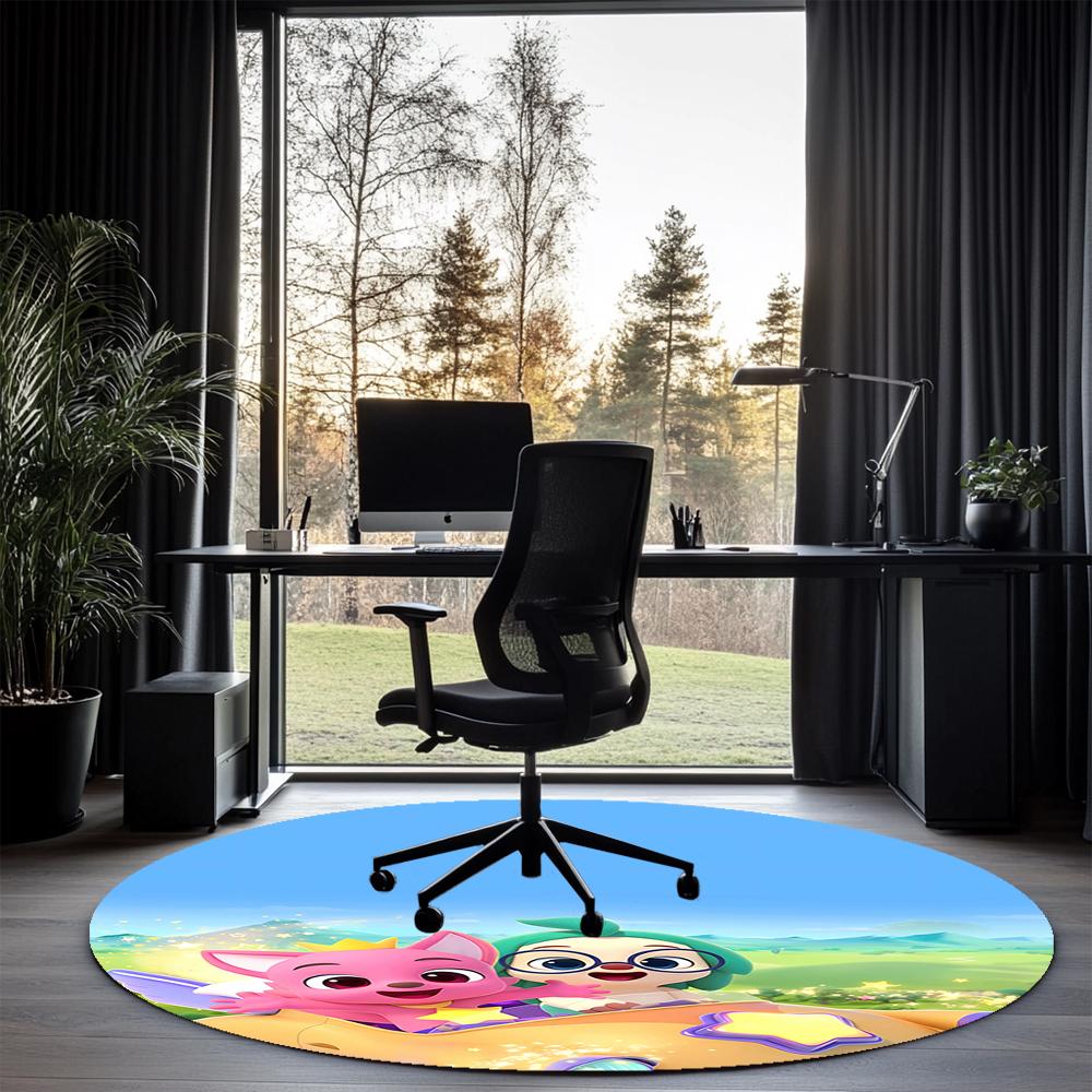 Pinkfong Wonderstar Printed Round Rug Carpet Chair Rug Area Rug Entryway Doormats,for Office Chair Living Room Bedroom Kitchen Room.
