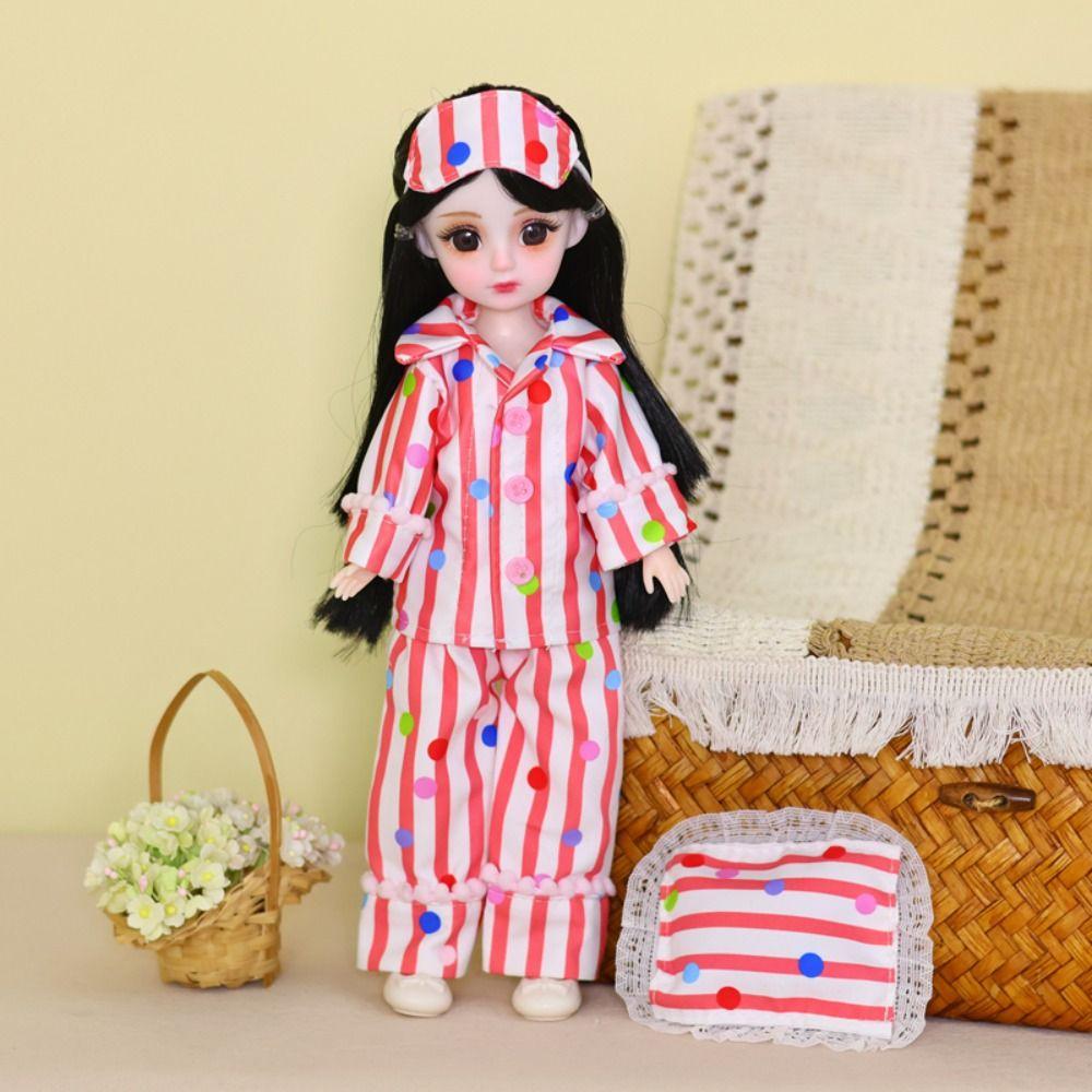Striped Doll Sleep Clothes Casual Wear BJD Doll Clothes 30cm Doll Pajamas Gift for Girls