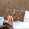 Большая емкость цветочный портативный студенческий карманный длинный кошелек PU напечатанный лист мобильный кошелек