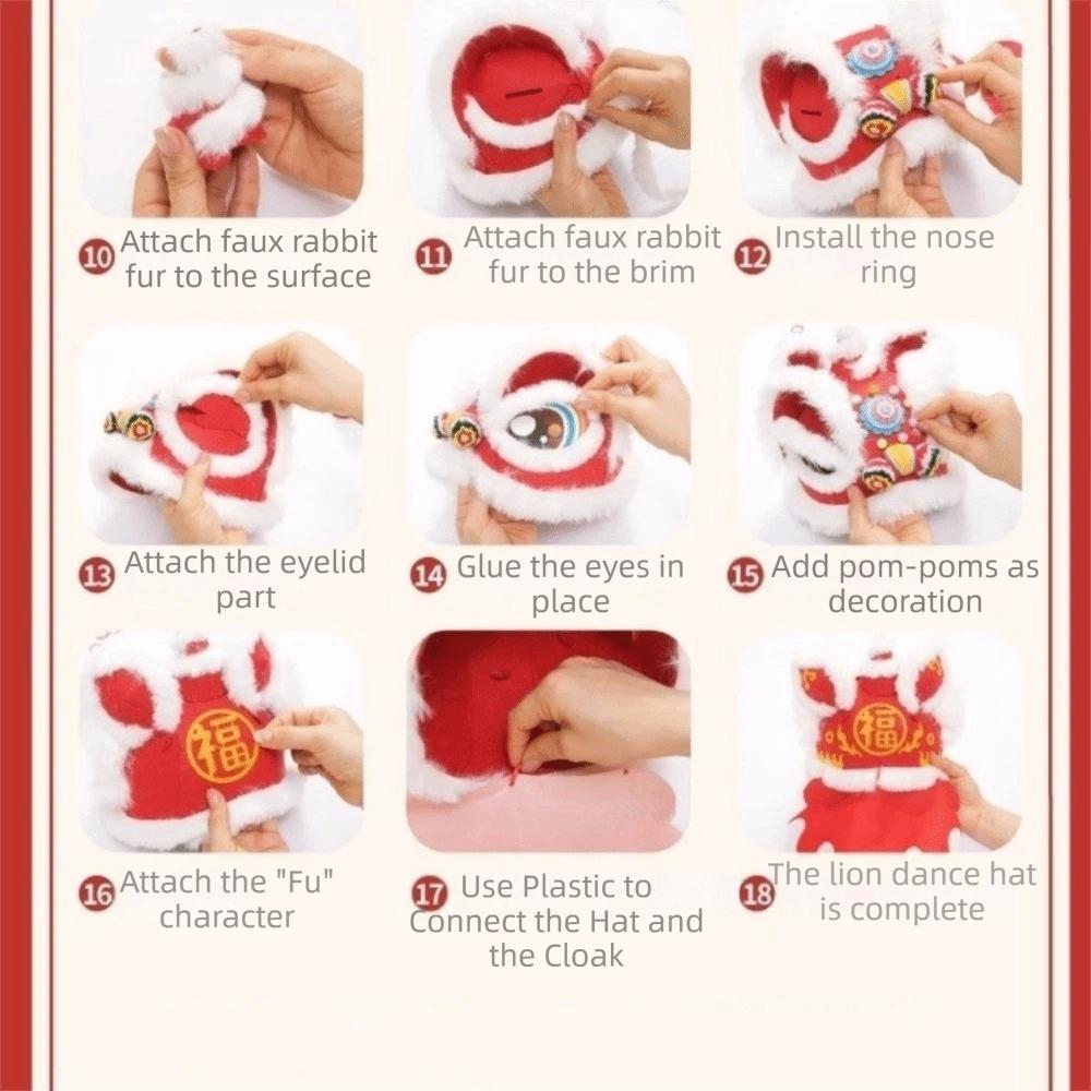 Plush Handmade Headwear Non Woven Headwear Props Gift Lion Dance Hat  Children's Crafts