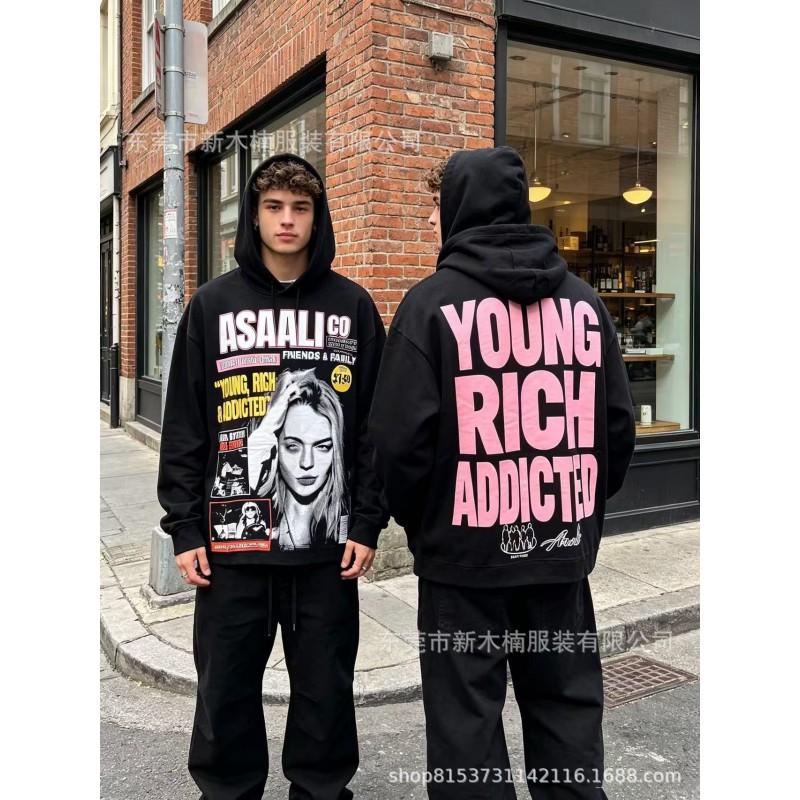 Unisex Oversized Hoodie Cotton Sweatshirt Streetwear Winter 400g Heavyweight Pullover With Front Pocket