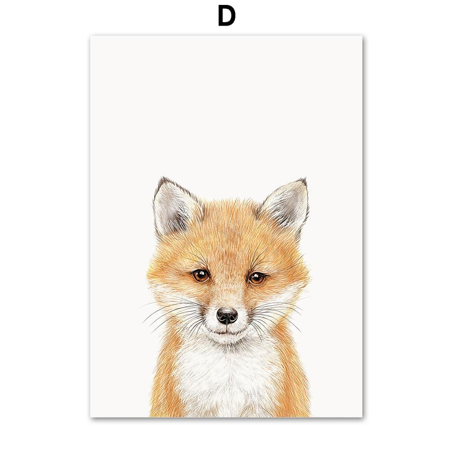 Медведь Банни Лиса Олень Сова Ежик Обезьяна Детская Настенная картина на холсте Плакаты и принты Настенные картины Декор для детской комнаты