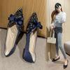 Модные женские балетки с бантом, туфли с острым носком для женщин, сексуальные со стразами, скидка, весна, молодые, для отпуска, слипоны, удобные и элегантные