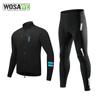 WOSAWE Winter Men's Windproof Stretch Breathable Mesh Cycling Jacket Padded Tight Foam Silicone Cushion Cycling Pants Road Bike Riding Set