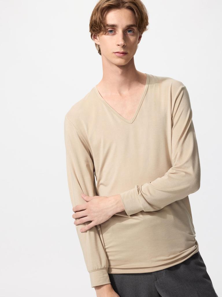 Uniqlo Футболка Japan HeatTech с V-образным вырезом и 4 рукавами 