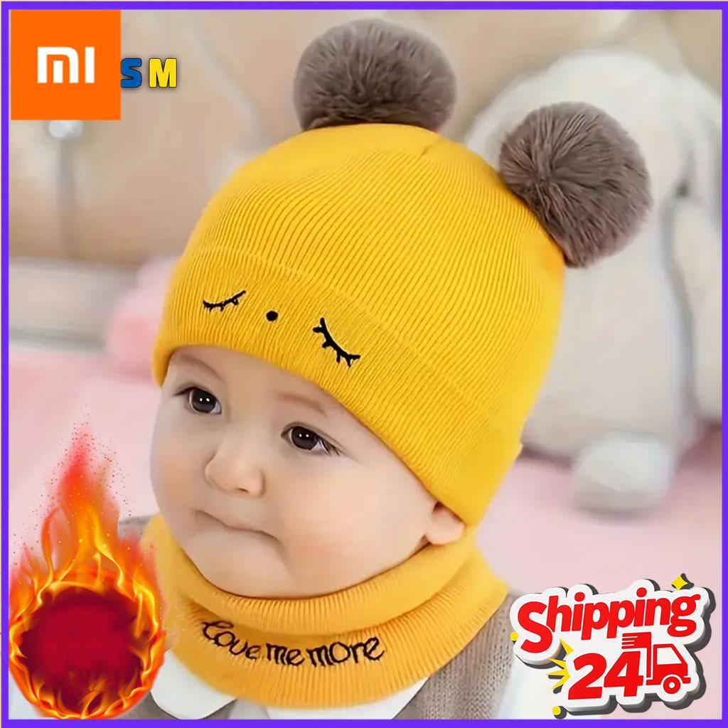 Xiaomi 1-5PCS Thick Soft Knitted Warm Cozy Pom-pom Beanie Hat and Scarf Neck Set for Men Women Unisex Winter Outdoor Cold Weather