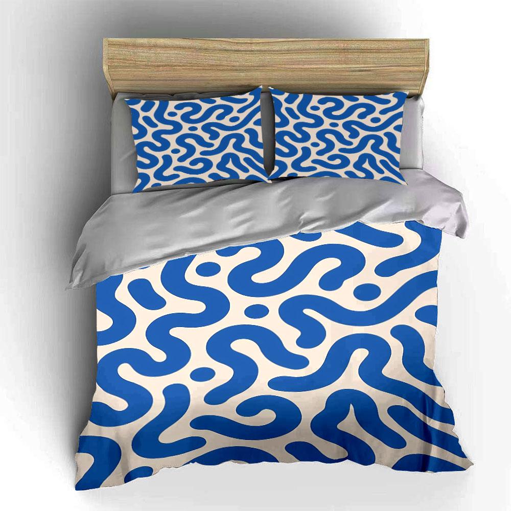 Blue Abstract Pattern Bedding Bedding Duvet Cover Set Duvet Cover Pillowcases (1 * Duvet Cover 2 * Pillowcases, without duvet insert)