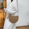 Woven Half Moon Shape Crossbody Handbags Bohemia Straw Handmade Shoulder Bag Purse