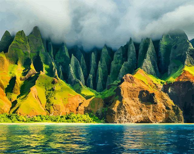 5d Алмазная картина Водопад Мозаика Пейзаж DIY Алмазная вышивка Природа Горная стена Искусство Рукоделие