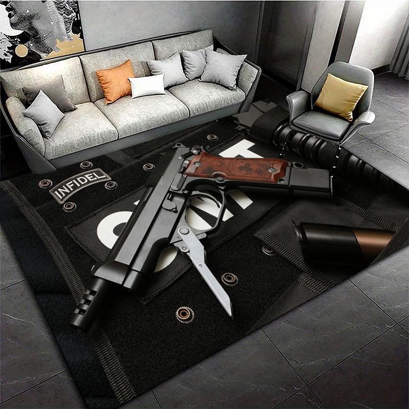 Ковер HD с винтовкой, ковер с пистолетом, револьвером, ковер с современным оружием, ковры для гостиной, спальни, кухни, придверный коврик, ванная комната, противоскользящий коврик для пола