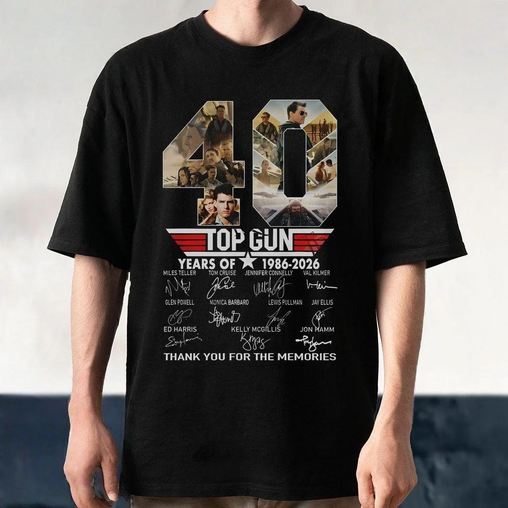 Retro Fashion Streetwear 2026 Summer Y2k New Classic Movie Top Gun 40th Anniversary Movie Graphics Clothing Print Tshirt Unisex