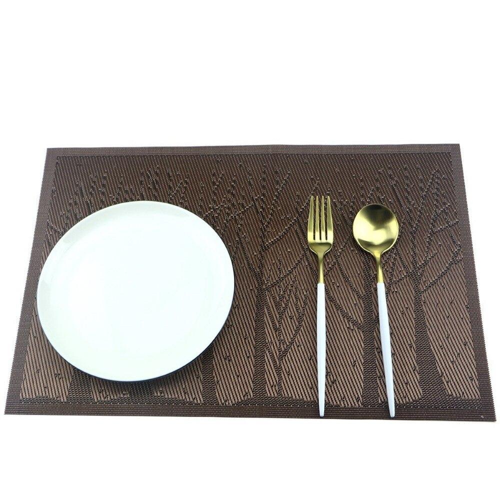 Washable Woven Placemats Tree Theme Non-slip Table Mats For Kitchen Dining Set of 6 Blue Tree/coffee Tree/silver Tree