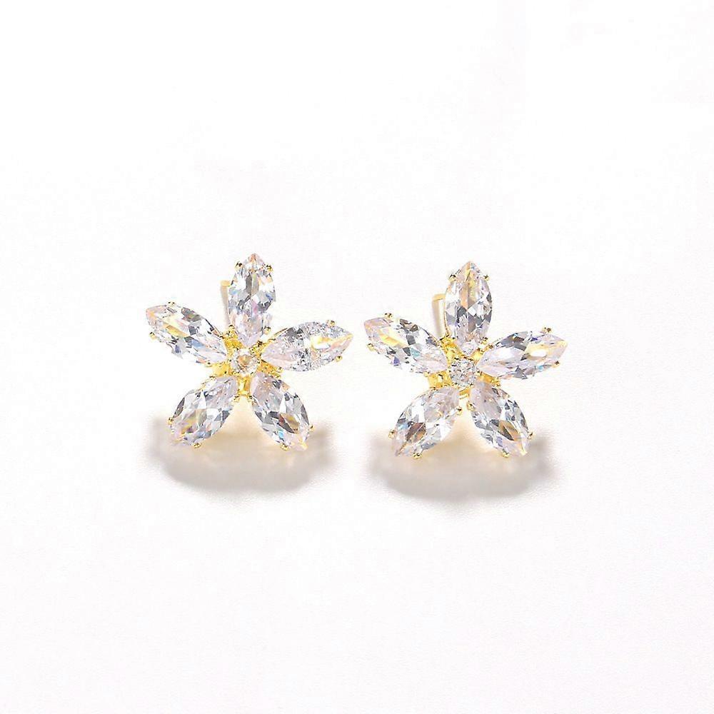 Temperament flower zircon earrings fashionable light luxury novel smart earrings earring accessories ladies earring gold