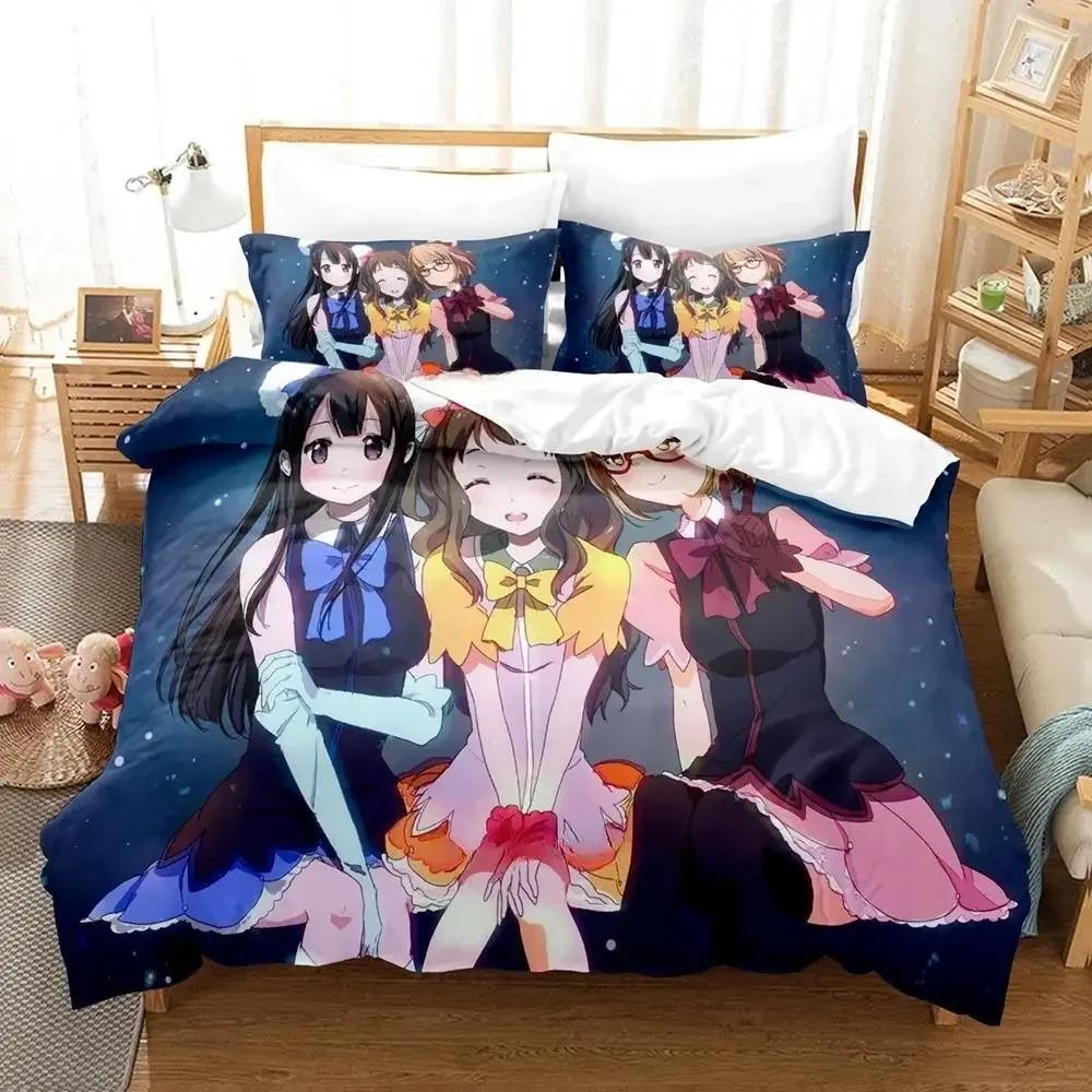 New Beyond the Boundary Bedding Set Cartoon Anime three-piece set Adult Kid Bedroom Duvet cover Sets 3D Kawaii Girl Home textile