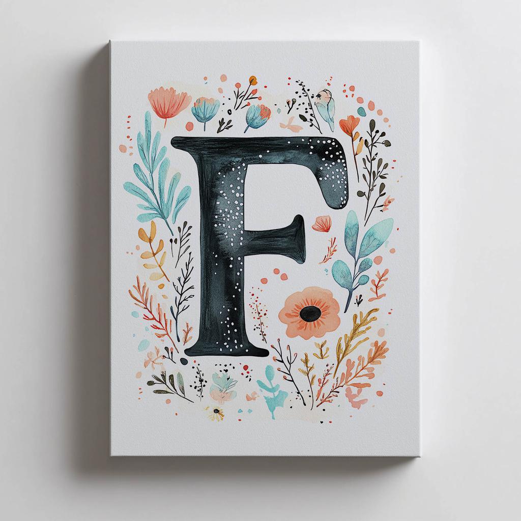 Plakat "F" Z Kolorowymi Kwiatami Plakat "F" Z Kolorowymi Kwiatami, 30X40 Cm, Bez Ramy, Papier Matowy 230 Gsm