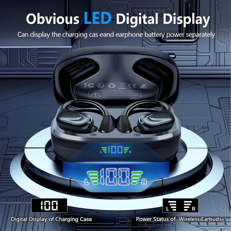 BX17 наушники с ушным крючком Bluetooth 5.4 наушники для бега спортивные стерео кнопки управления с микрофоном 60 часов беспроводные наушники для Android iOS