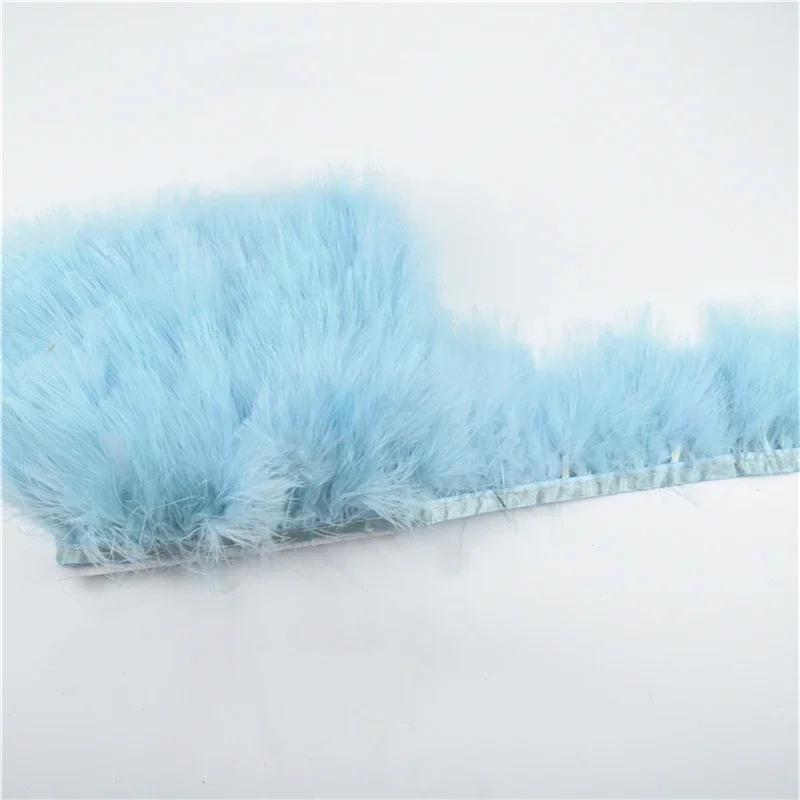 2Meters Colorful Fluffy Marabou Feathers Tassel Fringe Trim Turkey Feather Ribbon Clothes Cuffs Shawl Sewing Flecos Decoration