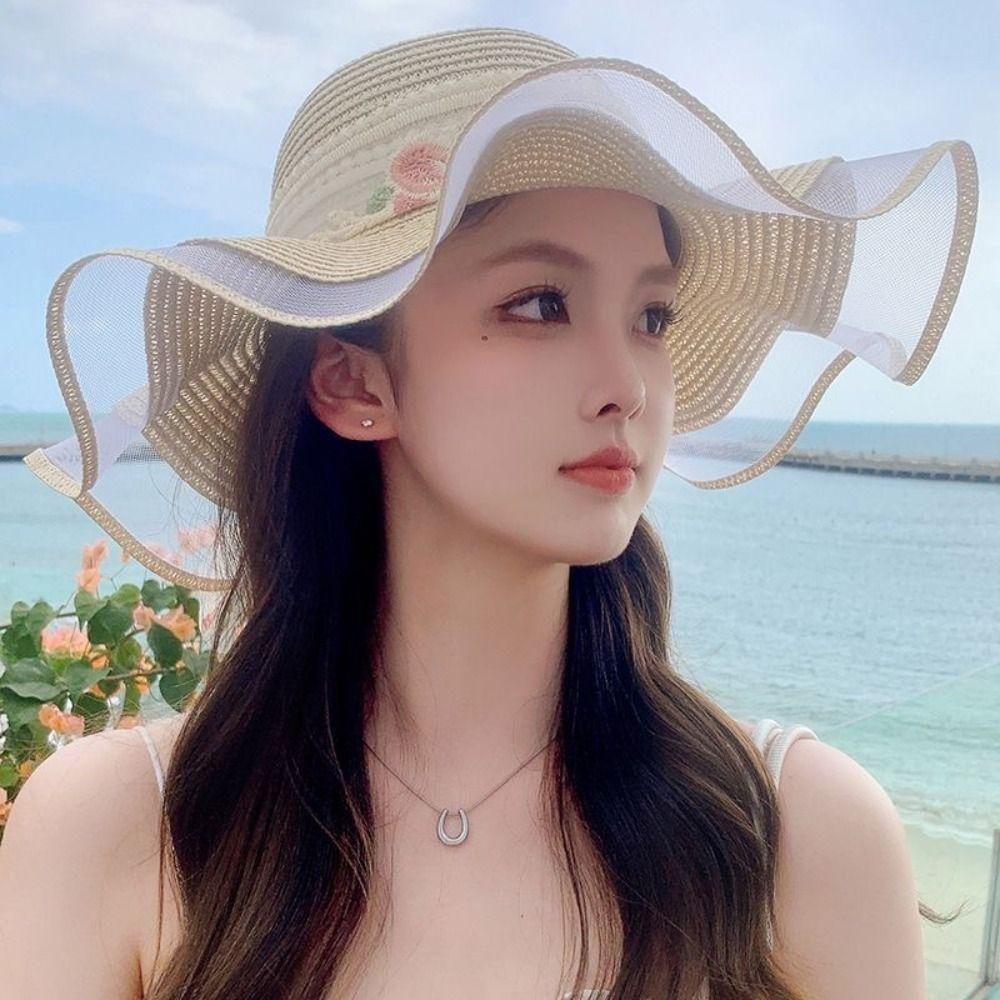 Lace Bow Women Sun Hat UV Protect Sunshade Cap New Travel Beach Hat Summer