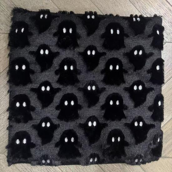 Halloween Pillow Cover 18"x18" Ghost Throw Pillow Cover Plush Bat Zippered Pillow Case for Home Living Room Bedroom Decoration